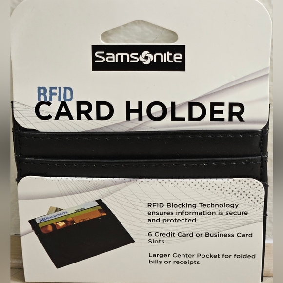 Samsonite RFID Blocking Credit Card ID Holder Flat Wallet  Business Card Slot - Picture 1 of 3